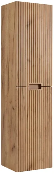 Szafka łazienkowa Wisząca Słupek Dąb 136 Cm RYFLOWANE fronty MDF 2x Drzwi