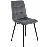 Krzesła - Krzesło Tapicerowane Welurowe Kuchenne Do Jadalni Salonu Loft Szare PERU - miniaturka - grafika 1