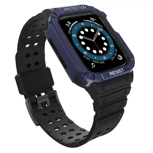 Protect Strap Band opaska z etui do Watch 7 / 6 / 5 / 4 / 3 / 2 / SE (45 / 44 / 42mm) obudowa pancerny pokrowiec na zegarek czarny - Akcesoria do smartwatchy - miniaturka - grafika 1