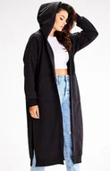 Bluzy damskie - Długa bluza z kapturem czarna A613, Kolor czarny, Rozmiar L/XL, Awama - Primodo.com - miniaturka - grafika 1