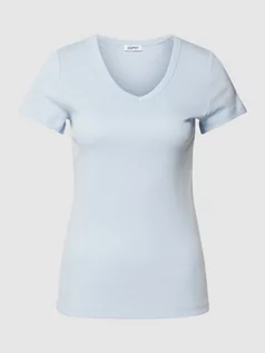 Koszulki i topy damskie - T-shirt z dekoltem w zaokrąglony serek - grafika 1