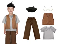 Stroje karnawałowe - ZESTAW DZIADEK BRĄZOWO-SZARY 134-140 5el - miniaturka - grafika 1