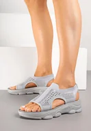 Sandały damskie - Szare Sandały Sportowe z Elastyczną Cholewką na Grubej Podeszwie Lirasette - miniaturka - grafika 1