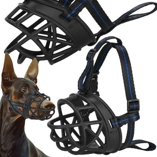 Springos Kaganiec dla psa rozm. M fizjologiczny z regulowanymi paskami czarno-niebieski UNIWERSALNY - Kagańce dla psów - miniaturka - grafika 1
