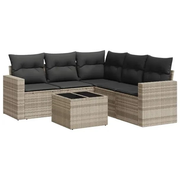Zestaw wypoczynkowy rattan PE jasnoszary 65,5x62x69 cm