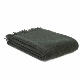 Koc wełniany merynos Buckle 140x200 zielony ciemny z frędzlami - Koce - miniaturka - grafika 1