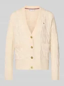 Swetry damskie - Kurtka z dzianiny o kroju oversized z czystej wełny - miniaturka - grafika 1