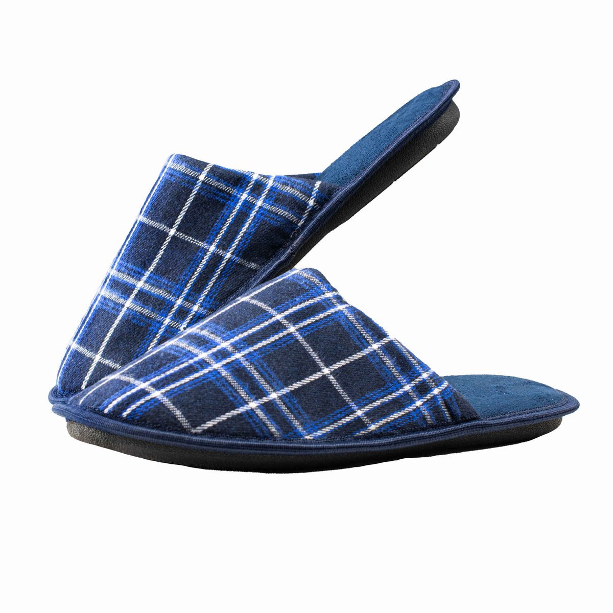 Męskie kapcie laczki kratka pantofle granatowe Captain Mike 42