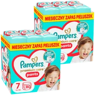 Pieluchy - Zestaw Pampers Premium Care Pants, pieluchomajtki rozmiar 7, 15+ kg, 2 x 80 sztuk - miniaturka - grafika 1