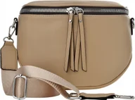 Nerki - Duża Nerka Damska Torebka Listonoszka Elegancka Klasyczna Crossbody Beżowa - miniaturka - grafika 1