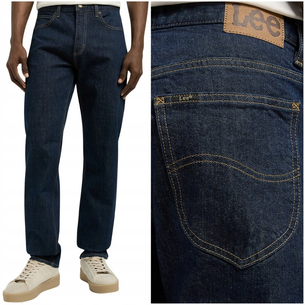 Lee West relaxed straight Xion granatowe proste spodnie jeansowe W31 L30