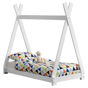 [en.casa] Łóżko dziecięce 70x140cm białe w stylu tipi wykonane z drewna sosnowego łóżko młodzieżowe łóżko drewniane łóżko do domu łóżko - Łóżka dla dzieci i młodzieży - miniaturka - grafika 1