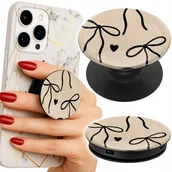 Uchwyty samochodowe do telefonów - Uchwyt do telefonu Popsocket na palce/stojak BEŻOWE KOKARDKI WSTĄŻKA MODNE - miniaturka - grafika 1