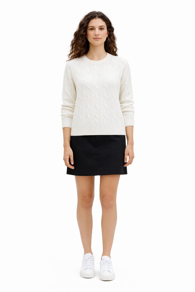 ABERCROMBIE & FITCH GŁADKI SWETER DAMSKI W KOLORZE ECRU L I3A