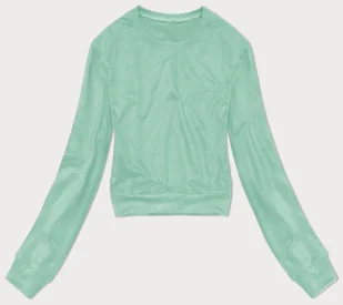 Cienka krótka bluza dresowa damska miętowa (8B938-61) - J STYLE - Bluzy damskie - miniaturka - grafika 1