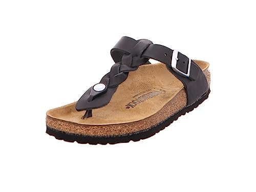 BIRKENSTOCK Damskie klapki damskie Gizeh Braided Black, Oiled Leather, czarny, 43 EU
