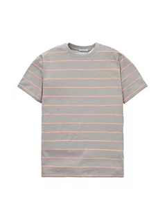 Paski - TOM TAILOR T-shirt dla chłopców i dzieci z paskami, 31742 - szary miękki neonowy różowy pasek, 140 - grafika 1