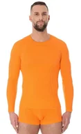 Bluzy sportowe męskie - Bluza termoaktywna męska Brubeck Active Wool LS12820 pomarańczowy - miniaturka - grafika 1