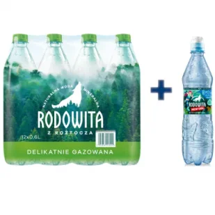 Rodowita z Roztocza Woda mineralna delikatnie gazowana + Woda mineralna niegazowana Sport zestaw 13 x 600 ml - Woda - miniaturka - grafika 1