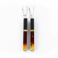 Kolczyki - Kolczyki wiszące prostokątne długie bursztyn czarny dąb srebro 5786 - miniaturka - grafika 1