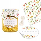 Pojemniki kuchenne - 10szt ETYKIETY NA SŁOIKI SŁOICZKI PRZETWORY + 10x KAPTURKI NA SŁOJE BUTELKI - miniaturka - grafika 1