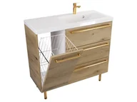 Szafki łazienkowe - Szafka Stojąca Z Umywalką ATHD 90 cm K Prawa - Dąb Evoke Coast Mat - Uchwyty Złote Polerowane - miniaturka - grafika 1