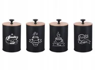 Herbata - Komplet 4 Pojemników Zestaw Kawa Herbata Sól Cukier Metal + Bambus - miniaturka - grafika 1