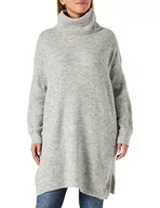 Swetry damskie - Vila Damski sweter VICILIA z okrągłym dekoltem L/S Knit Tunic/SU-NOOS, jasnoszary melanż, XL, jasnoszary melanżowy, XL - miniaturka - grafika 1