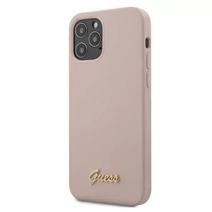 Guess Silicone Script - Etui na iPhone 12 Pro Max różowy GUHCP12LLSLMGLP - Etui i futerały do telefonów - miniaturka - grafika 2