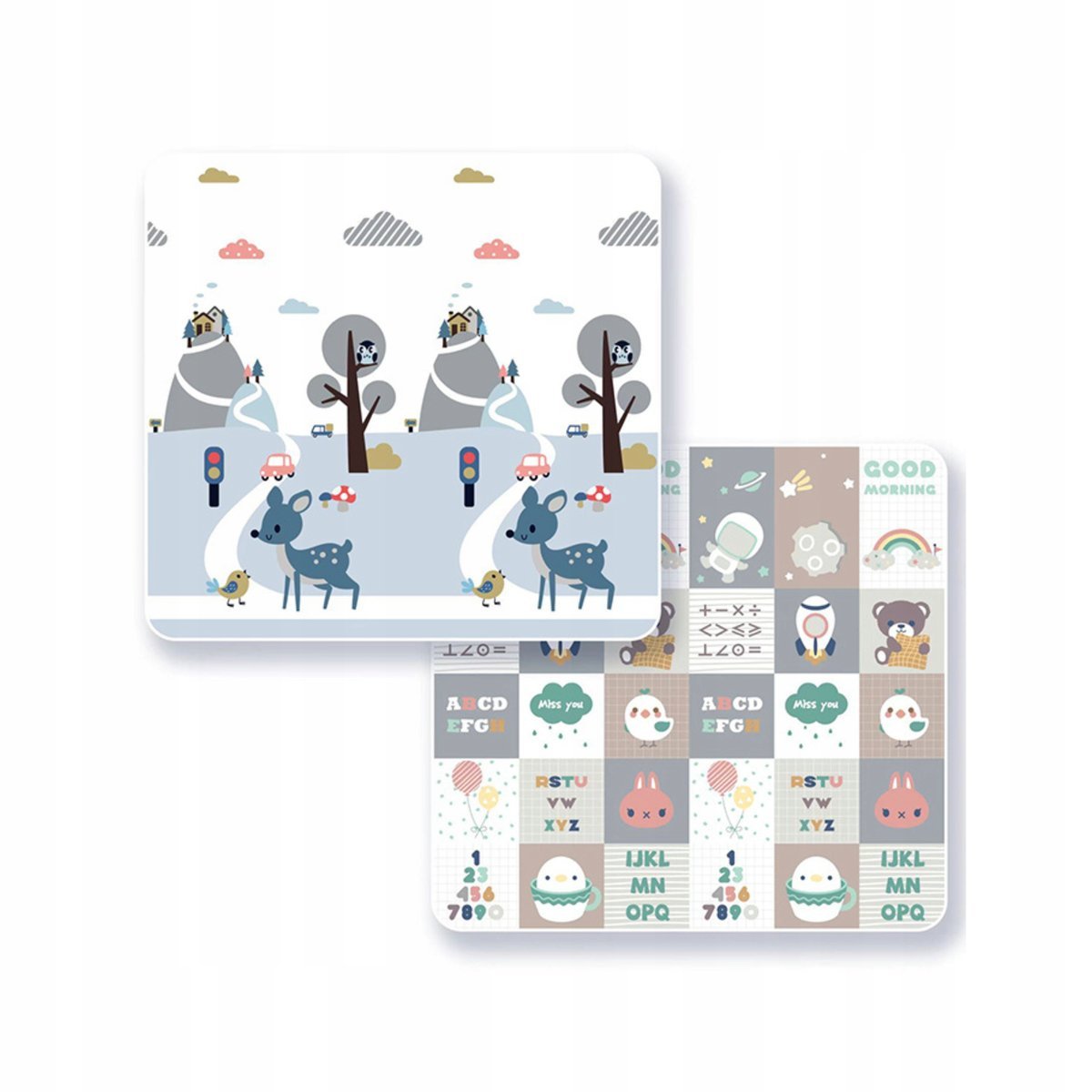 Mata Edukacyjna Piankowa Dwustronna Składana Dla Dzieci Duża 180 x 200 cm