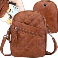 Torebki damskie - Torebka skórzana damska na ramię listonoszka boho na telefon CROSSBODY - miniaturka - grafika 1