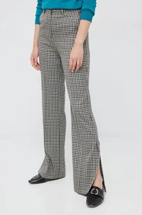 Sisley spodnie damskie kolor beżowy dzwony high waist - Spodnie damskie - miniaturka - grafika 1