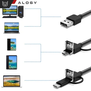 Kamera inspekcyjna endoskopowa micro USB + USB-C + USB Full HD 5m 8mm Endoskop Alogy Hard Wire - Pozostałe akcesoria do telefonów - miniaturka - grafika 5