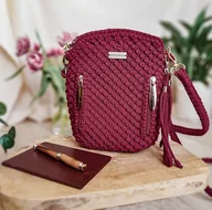 Torebki damskie - Mała torebka ze sznurka Brief Bag - bordowa - miniaturka - grafika 1