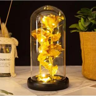 Kryształowa wieczna róża potrójna pod szklaną kopułą LED ROZ07 - Biżuteria - akcesoria - miniaturka - grafika 2