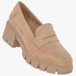 Mokasyny Damskie Buty Eleganckie Półbuty Beżowe Potocki 24-2-12401BG Beżowy 39 - Mokasyny damskie - miniaturka - grafika 1