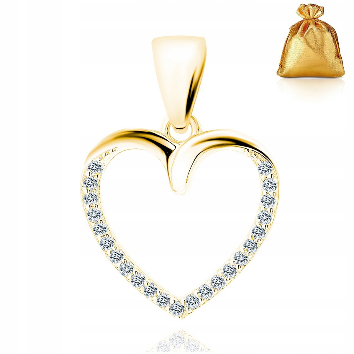 Złota Zawieszka Wisiorek Serce Serduszko Z Cyrkoniami Srebro 925 Pozłacany