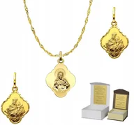 Biżuteria dla dzieci - Złoty łańcuszek pr. 585 medalik SZKAPLERZ 50 cm DEDYKACJA SZ1MZ4 - miniaturka - grafika 1