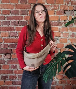 Nerka Haru beżowa bawełniana z ekoskórą - Nerki - miniaturka - grafika 1