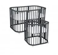 Łóżeczka i kojce - Waldin Łóżeczko 7w1 z materacem GRAFIT - miniaturka - grafika 1