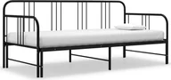 Łóżka - Rozkładane łóżko dzienne czarne metalowe 90x200 cm - miniaturka - grafika 1