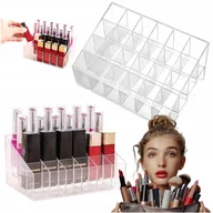 Pudełka i szkatułki - Organizer na kosmetyki szminki pojemnik szkatułka z przegrodami bezbarwny - miniaturka - grafika 1