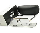 Okulary korekcyjne, oprawki, szkła - Męskie okulary pilotki zerówki do komputera BLF filtr EST-130K-16 Estillo - miniaturka - grafika 1