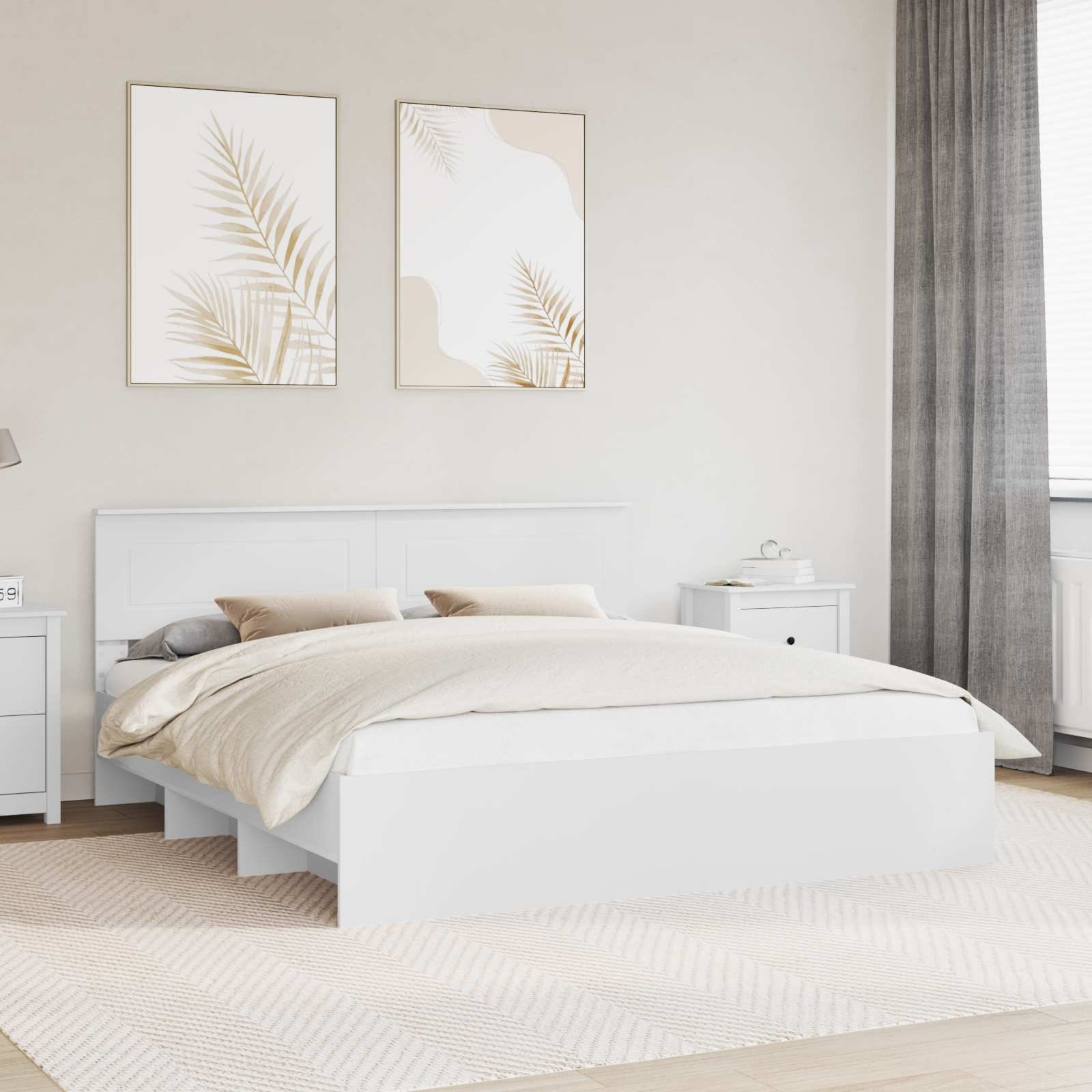 vidaXL Ramka łóżka Biały 200 x 200 cm Materiał drewnopochodny