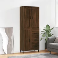 Szafki nocne - vidaXL Witrynka, brązowy dąb, 69,5x34x180 cm, materiał drewnopochodny - miniaturka - grafika 1