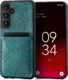 Skórzane etui SURAZO Premium do Samsung Galaxy S24 - odporne na wstrząsy skórzane etui na telefon komórkowy z breloczkiem w kształcie kwiatu i ozdobną osłoną w kolorze turkusowym - Etui i futerały do telefonów - miniaturka - grafika 1
