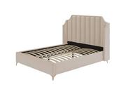 Łóżka - Łóżko tapicerowane SF970 160x200 beżowy welur, złote nóżki - miniaturka - grafika 1
