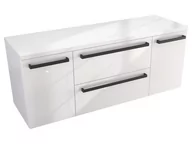 Szafki łazienkowe - Szafka Wisząca Z Blatem ATH 120 cm D - Biały Wysoki Połysk - Uchwyty Czarne Matowe - miniaturka - grafika 1