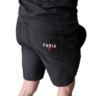 Spodenki sportowe czarne z haftem Furia - Spodenki męskie - miniaturka - grafika 1