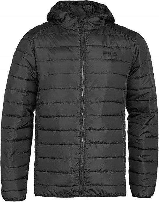 PIKOWANA KURTKA MĘSKA ZIMOWA FILA Z KAPTUREM CZARNA ROZM.M